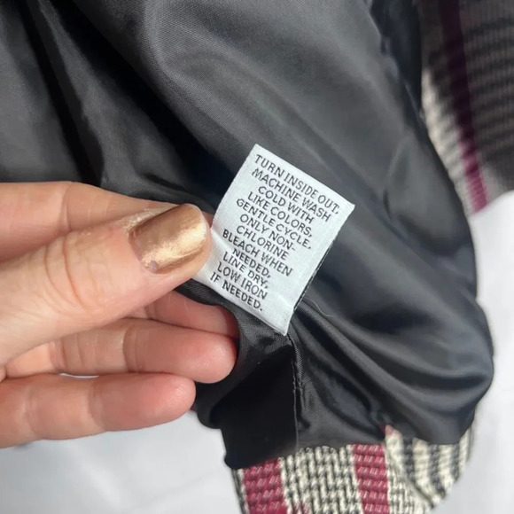 Ophelia Roe Black Red White Plaid Double Breasted Blazer Jacket Size Large - Picture 10 of 11